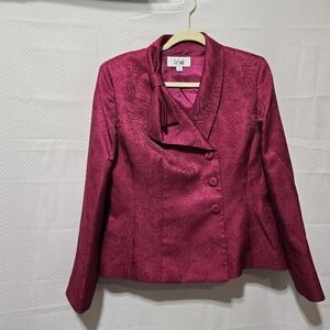 Le Suit Pink Blazer Modern Asymmetrical Design, SZ 10, Pre-owned